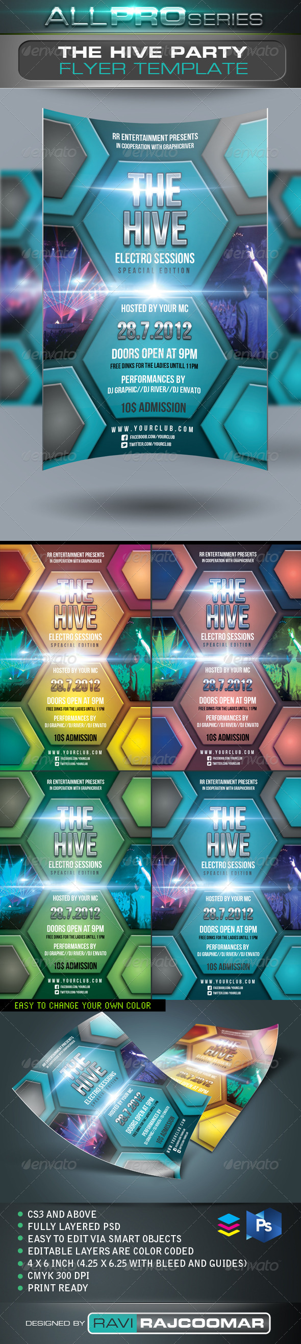 The Hive Party Flyer Template - Events Flyers