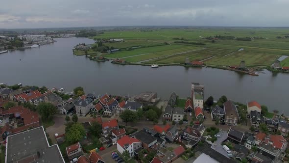 Aerial Dutch village scene alt
