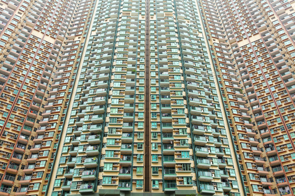Over crowded apartment block in Hong Kong