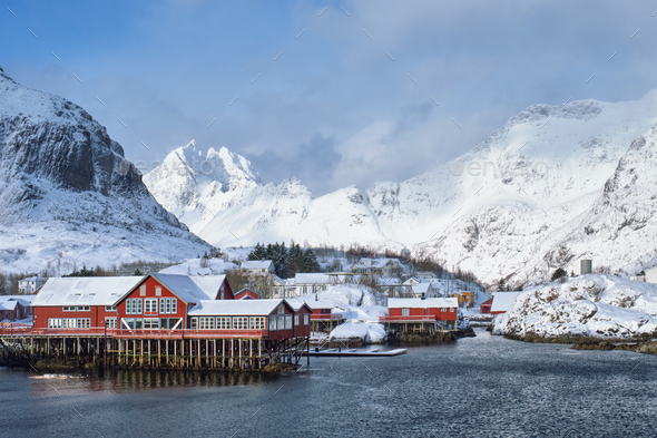 "A" village on Lofoten Islands, Norway - Stock Photo - Images