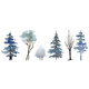 Snowy Trees and Shrubs, Winter Scene Elements