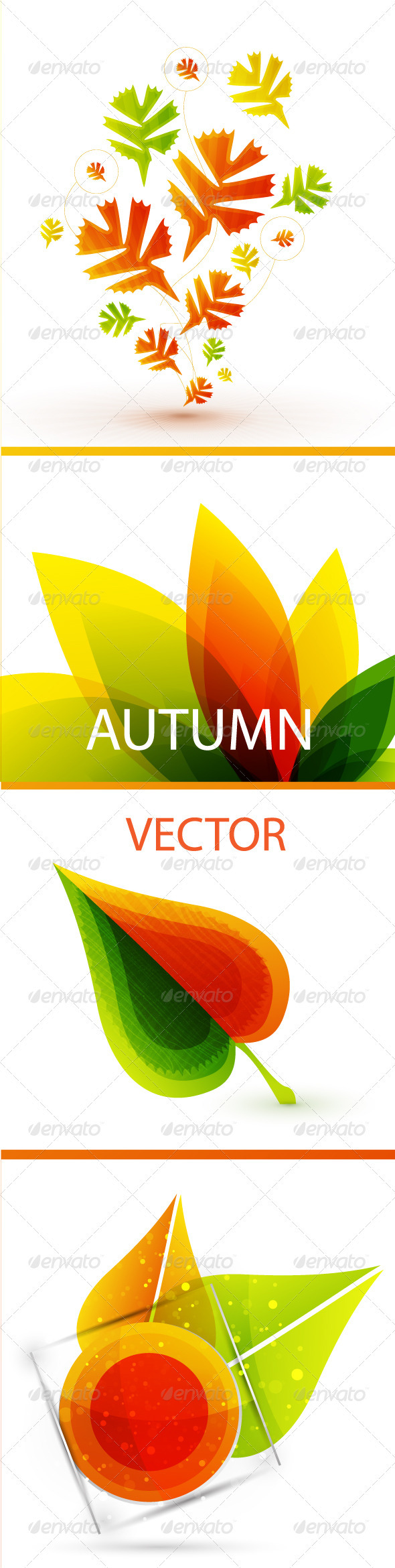 Autumn Leaves Nature Vector Pack - Backgrounds Decorative