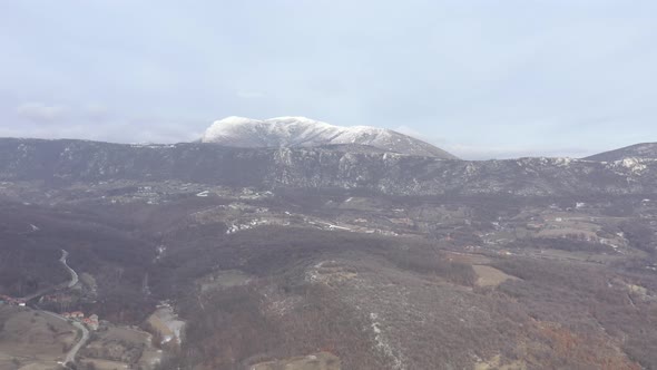 Mountain Stol in Eastern Serbia by winter 4K drone footage alt