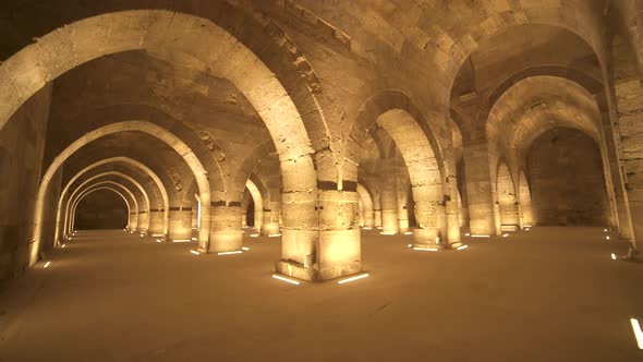 Interior of Historical Monumental Building With Stone Arches and Domes alt