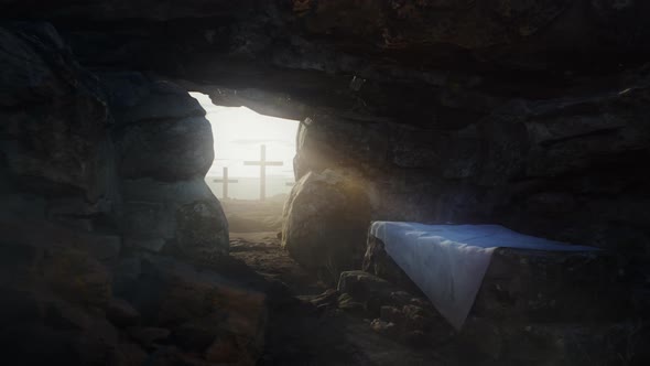 Easter - The Stone Is Rolling Away From Christ Tomb FullHD