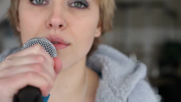 Portrait of garage band singer alt