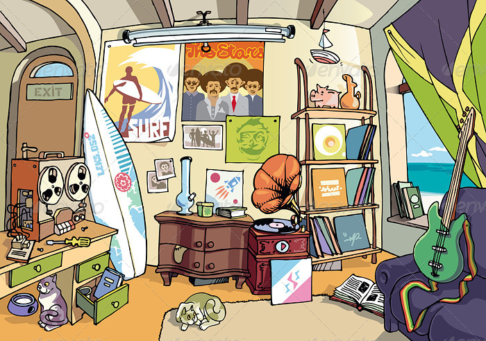 Surfer's Room - Scenes Illustrations