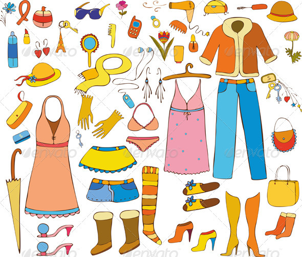 Woman Things Isolated - Objects Vectors