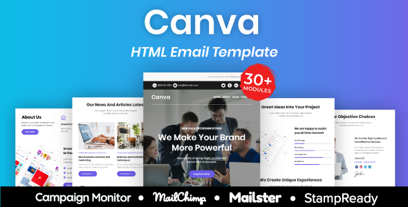 Canva Multipurpose Responsive Email Template 30  Modules Mailchimp by