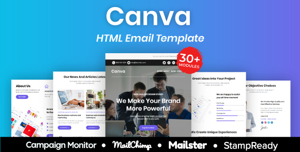 Canva - Multipurpose Responsive Email Template 30+ Modules Mailchimp by