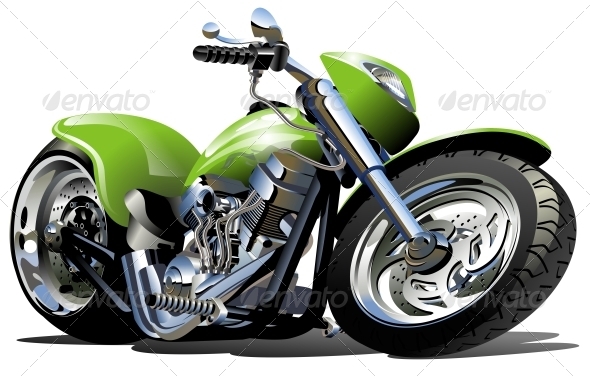 Vector Cartoon Motorcycle - Man-made Objects Objects
