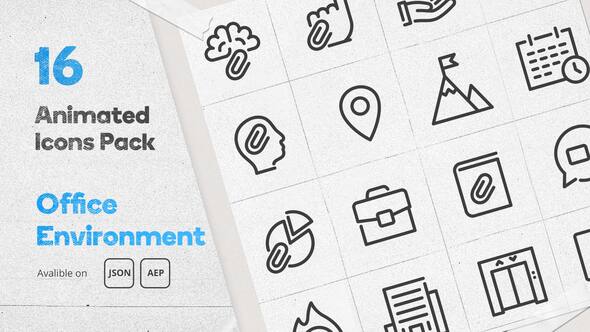 Office Environment Animated Icons Pack - Wordpress Lottie Json Animation SVG alt