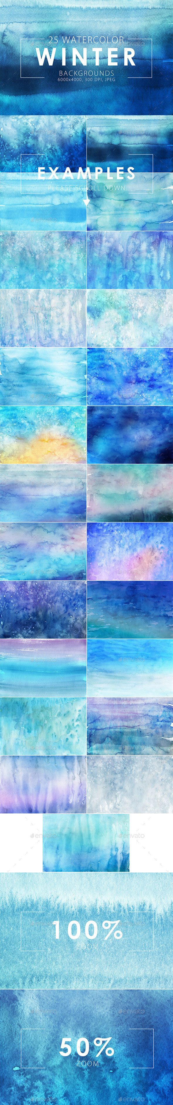 Winter Watercolor Backgrounds