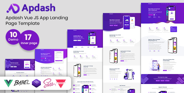 Apdash - Vue JS App Landing Page Template