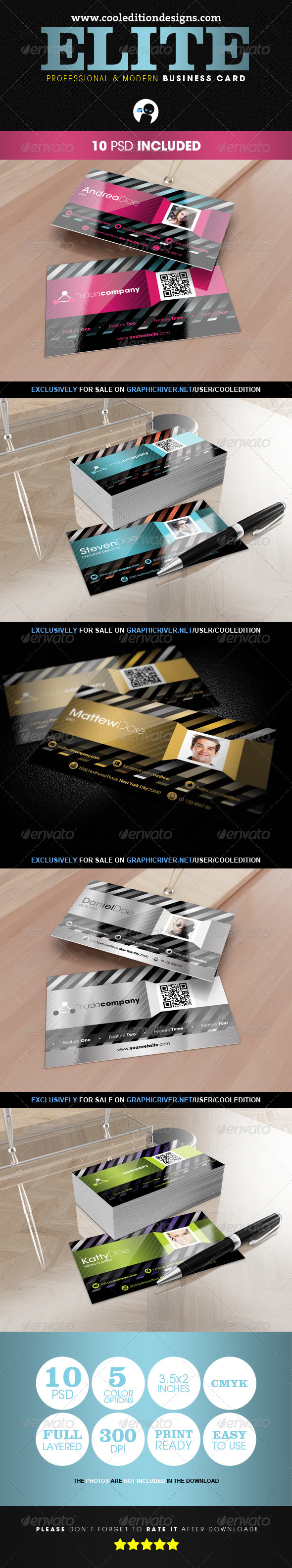 Elite – Professional and Modern Business Card - Creative Business Cards