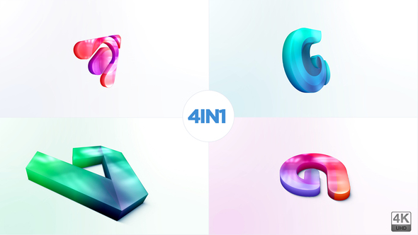 3D Clean Logo Reveal 4 in 1