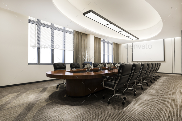 3d Rendering Business Meeting And Working Room On Office Building Stock Photo By Dit