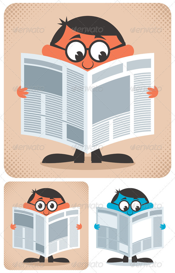 Reading Newspaper - Characters Vectors