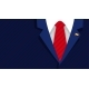 Dark Blue President Formal Suit Red Tie
