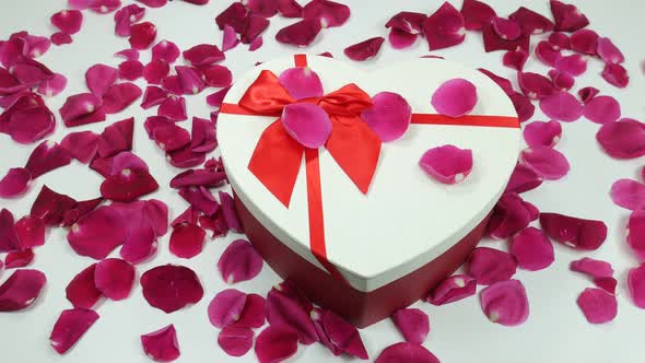 Romantic Rose Petals And Beautiful Gift Box