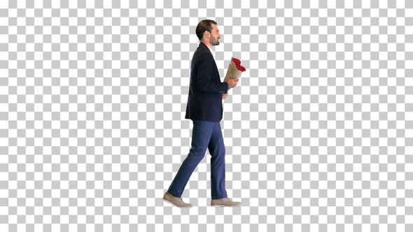 Handsome man walking to the date with, Alpha Channel alt