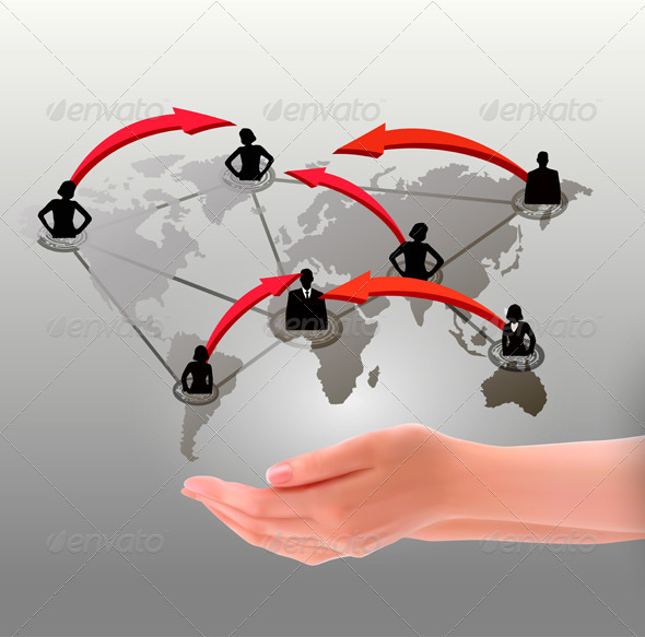 Hands holding social network. Vector illustration - Communications Technology