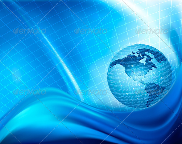Globe trapped in a sphere made of binary code. - Backgrounds Business