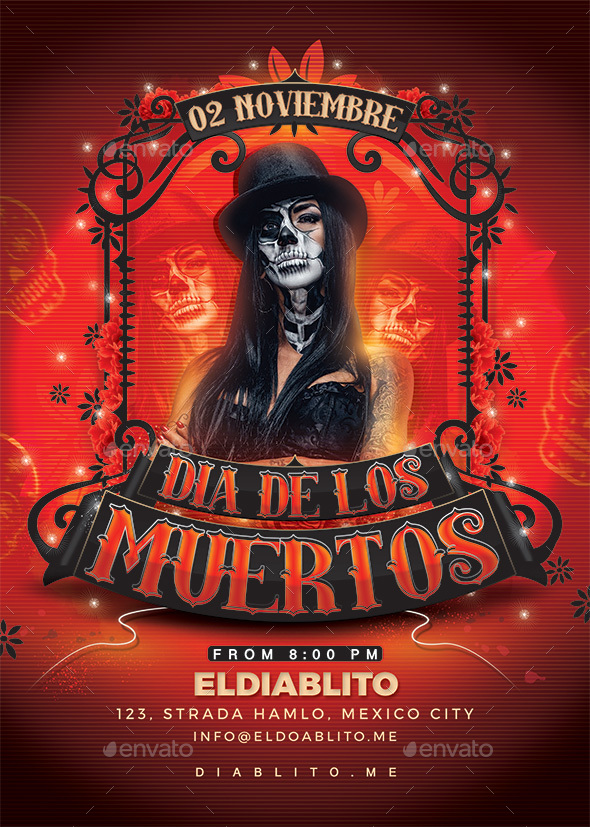 Dia De Los Muertos Club Flyer, Print Templates | GraphicRiver