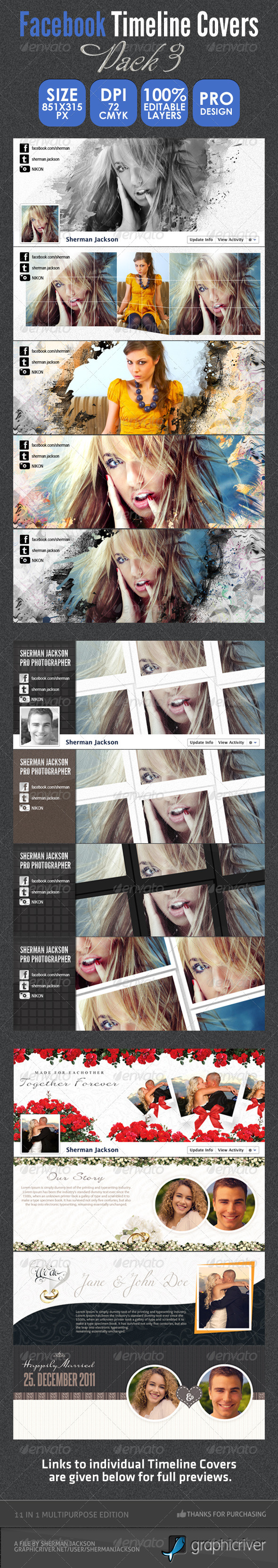 Facebook Timeline Bundle Pack - 3 - Facebook Timeline Covers Social Media