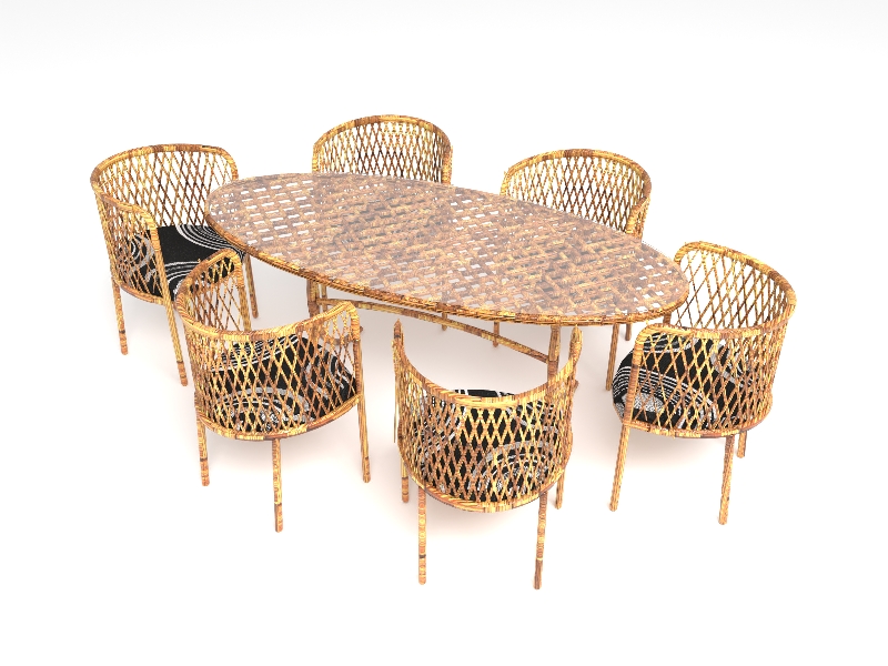 Bamboo Dining Table Set By Ersin Erkal 3docean