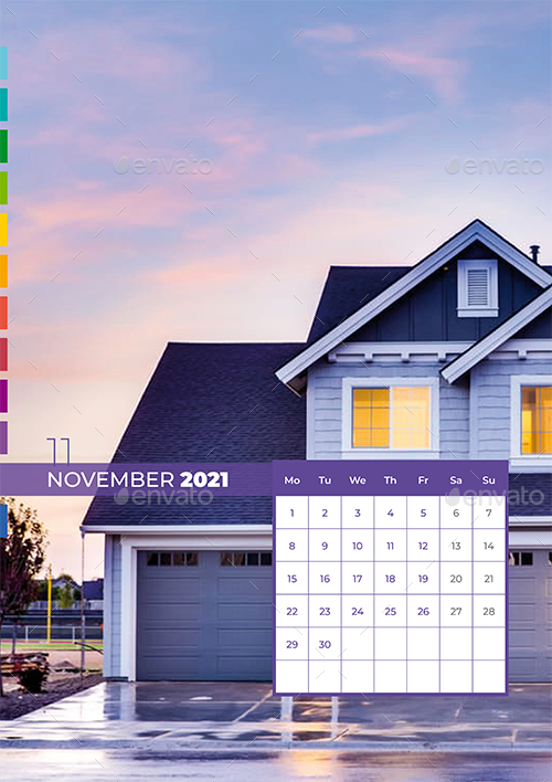 Colorful Calendar 2021, Print Templates | GraphicRiver