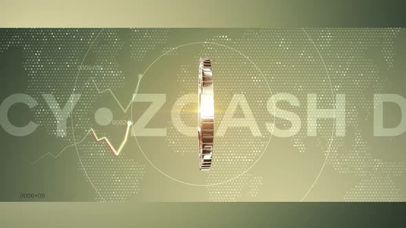 06  - 10 Rotating ZCASH Cryptocurrency Background 4K alt