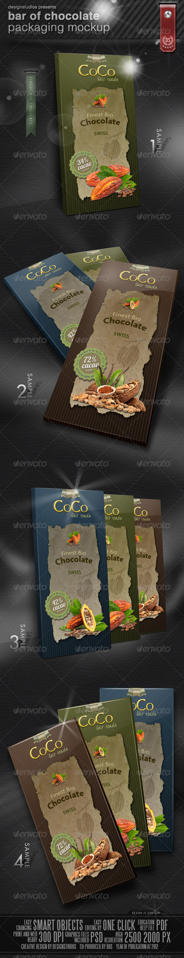 Bar Of Chocolate Packaging Mock-Up - Food and Drink Packaging