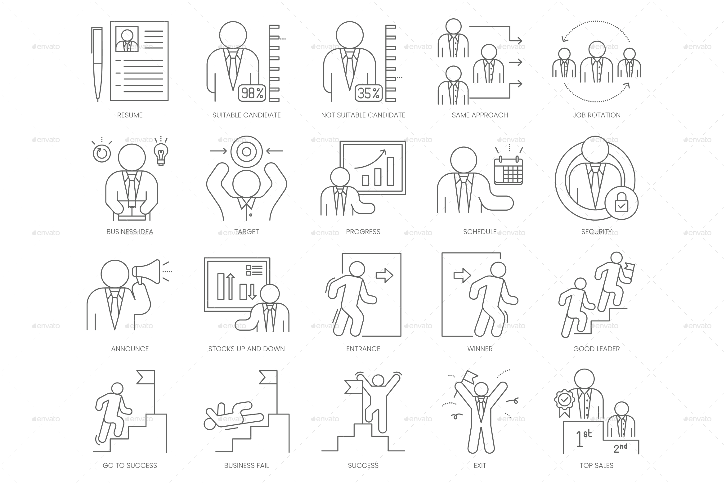 95 Business People Line Icons by Graphue | GraphicRiver