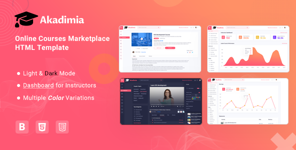 Excellent Akadimia - Online Courses Marketplace HTML Template