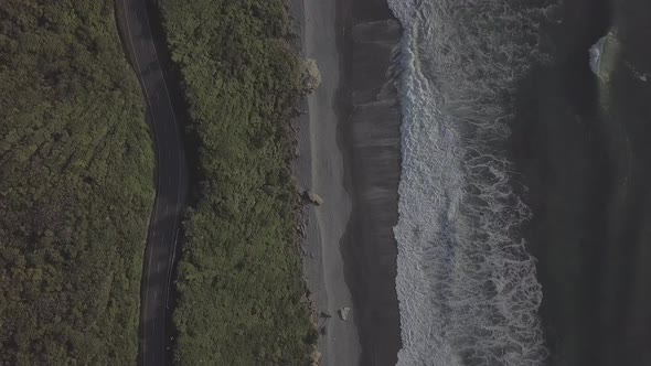Scenic coastal road from above alt