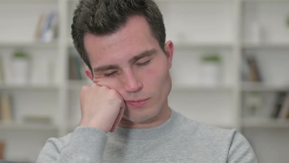 Portrait of Sleepy Young Male Designer Taking Nap alt
