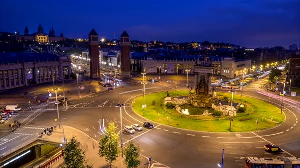 Timelapse of Placa d'Espanya, Barcelona, Spain alt