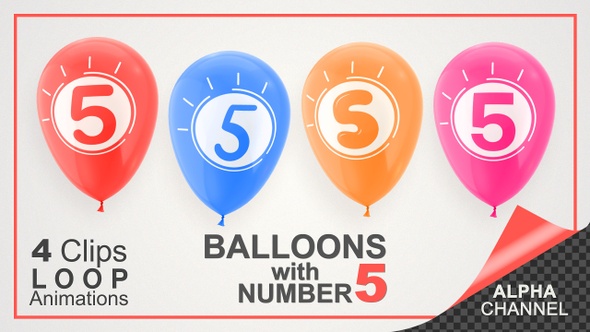 Balloons With Number 5 / Happy Five Years Old alt