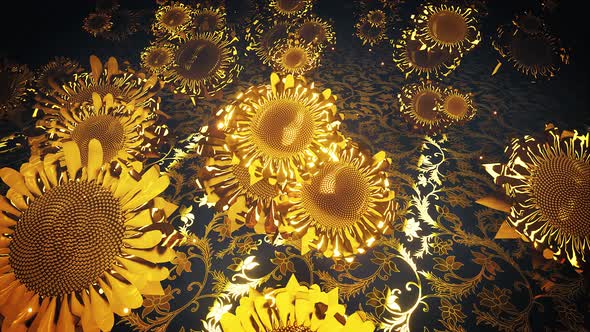 Golden Shine Sunflowers 4k