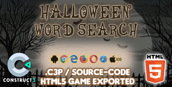 Halloween Word Search HTML5 Game - Construct 3 Source-code
