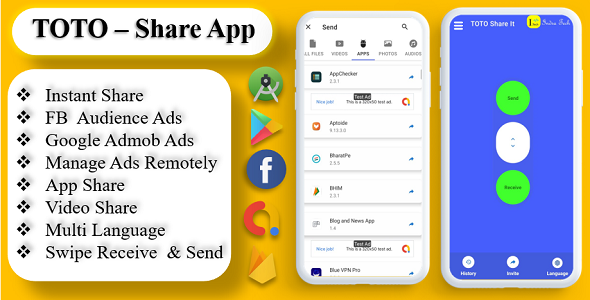 TOTO - Share App | Share Files | Admob Ads | Sharing App | Onesignal Notification