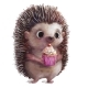 Cute Hedgehog with Present Pink Birthday Cake