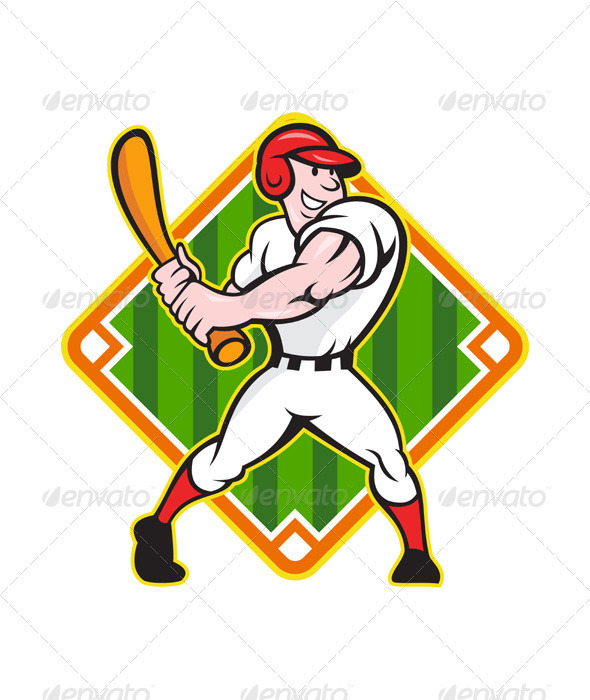 Baseball Player Batting Diamond - Sports/Activity Conceptual