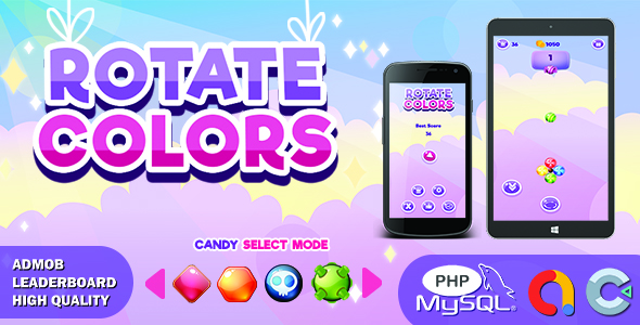 Candy Rotate Colors (Construct 3 | HTML5 Game | Leaderboard | Admob)