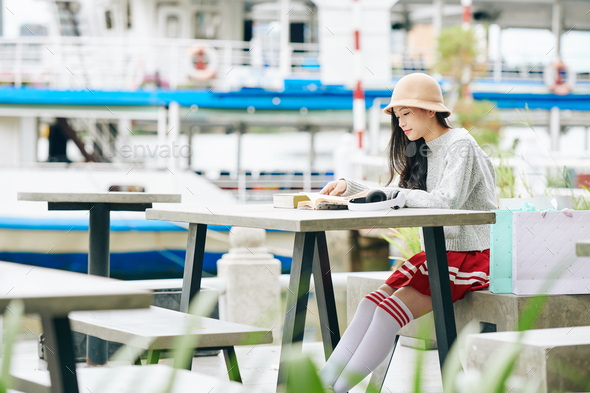 Korean girl reading book