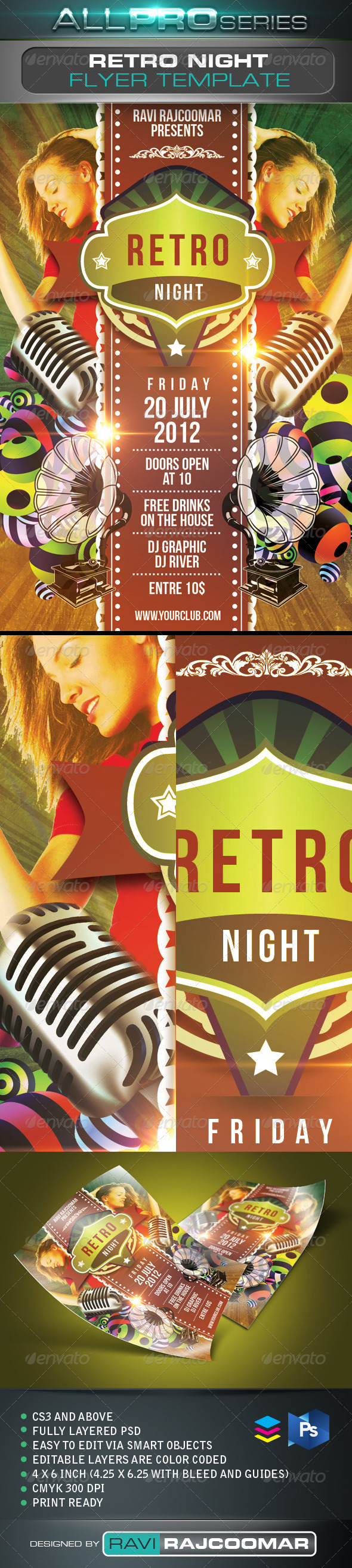 Retro Night Flyer Template - Events Flyers