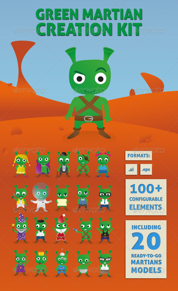 Green Martian Creation Kit - Monsters Characters