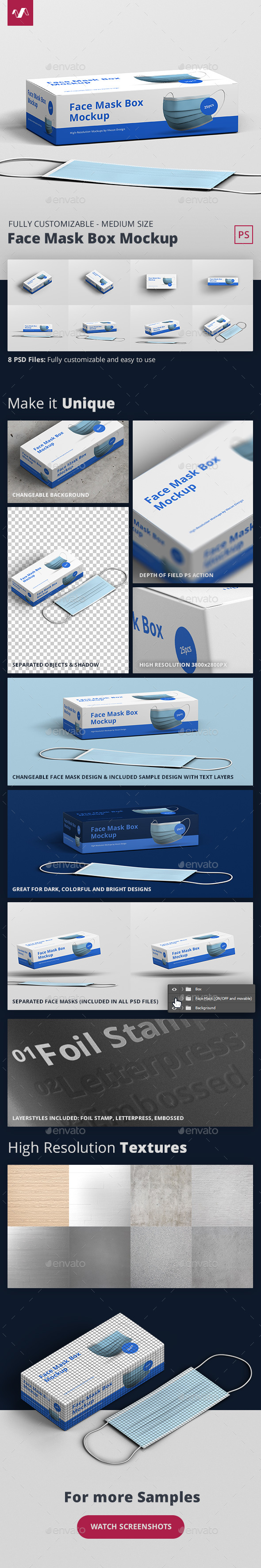 Face Mask Box Mockup Medium Size By Visconbiz Graphicriver