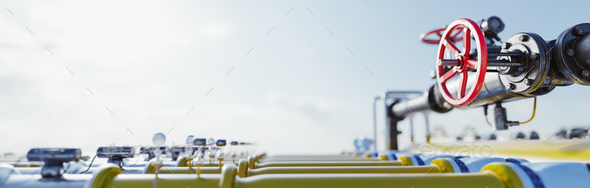 Gas tap with pipeline system at natural gas station. - Stock Photo - Images